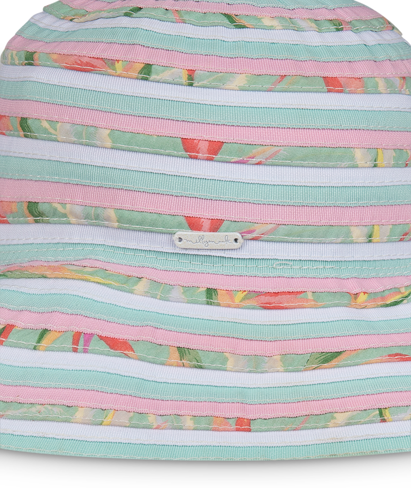 Millymook Girls Floppy Hat - Mint Green Floral Stripe - Phillipa